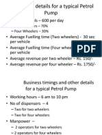 Sales Details For A Typical Petrol Pump: - Vehicle Arrivals - 600 Per Day