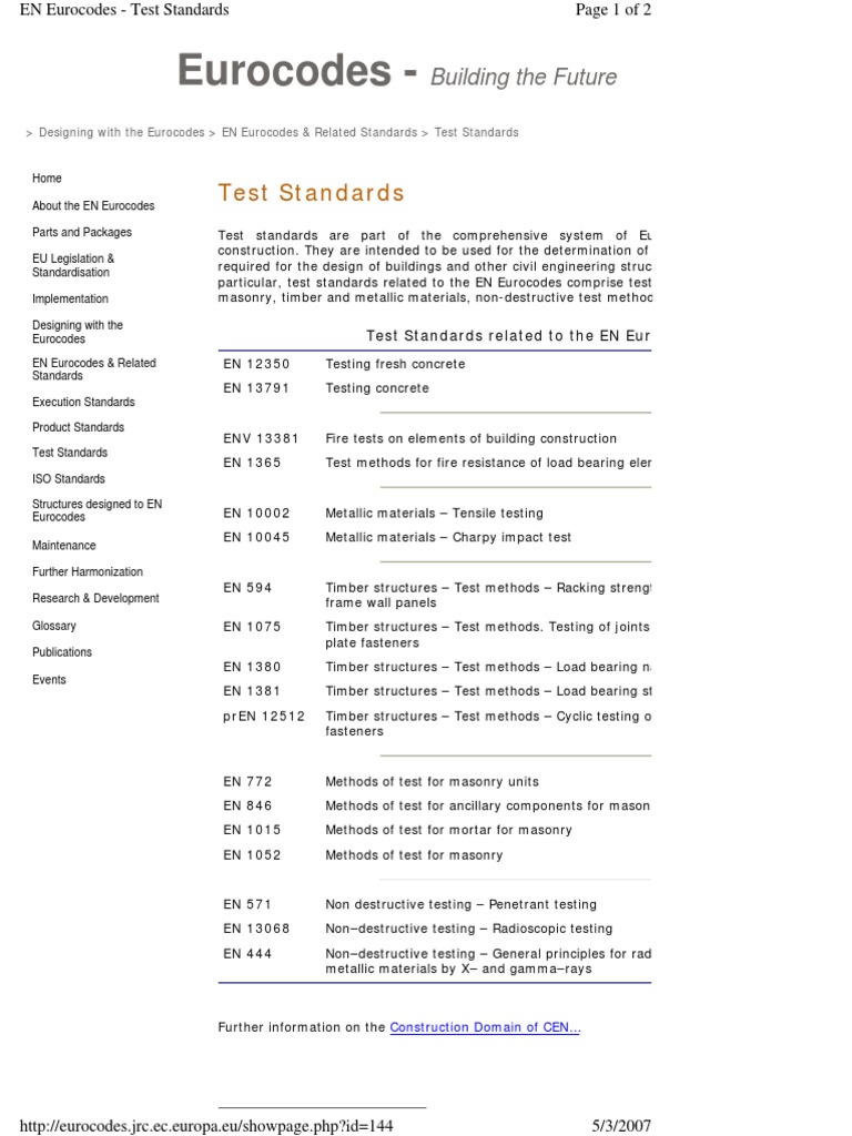 Eurocodes - : Test Standards | PDF | Computers