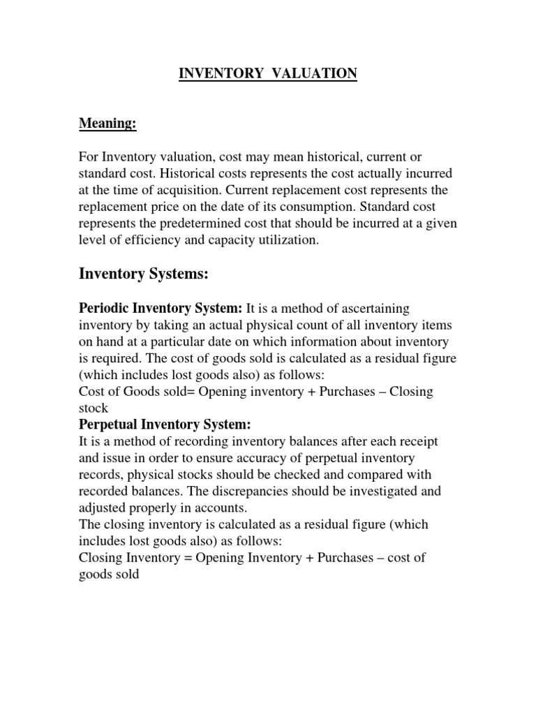 Inventory Valuation Methods Explained | PDF | Law