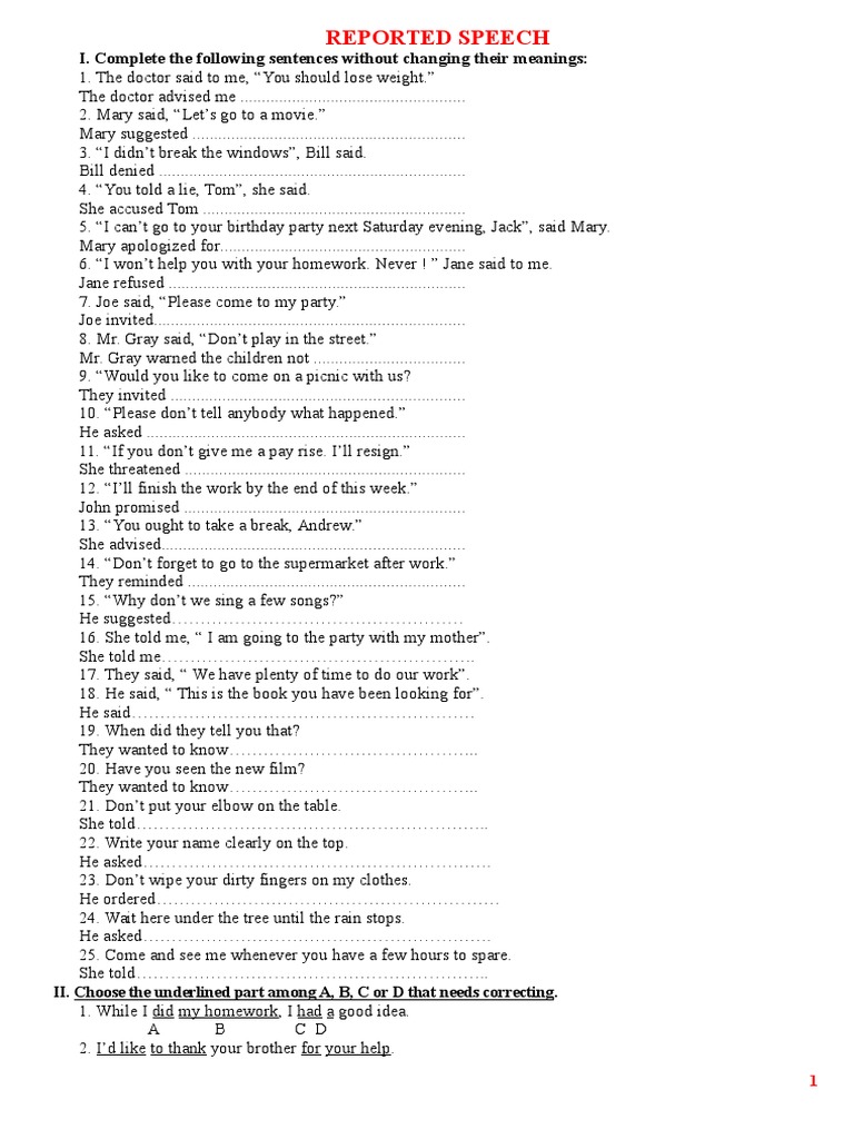 Reported Speech With to-Infinitives and Gerun Ds (Bài Tập) | PDF | Violence