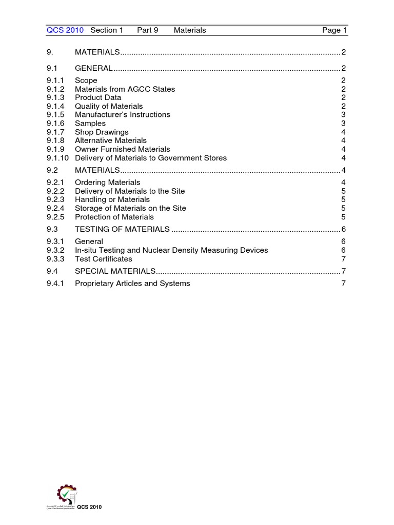 QCS 2010 Material Specifications Guide | PDF | General Contractor ...