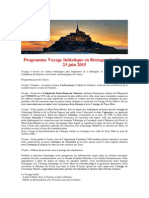 Programme Voyage Initiatique en Bretagne du 19 au 23 juin 2015