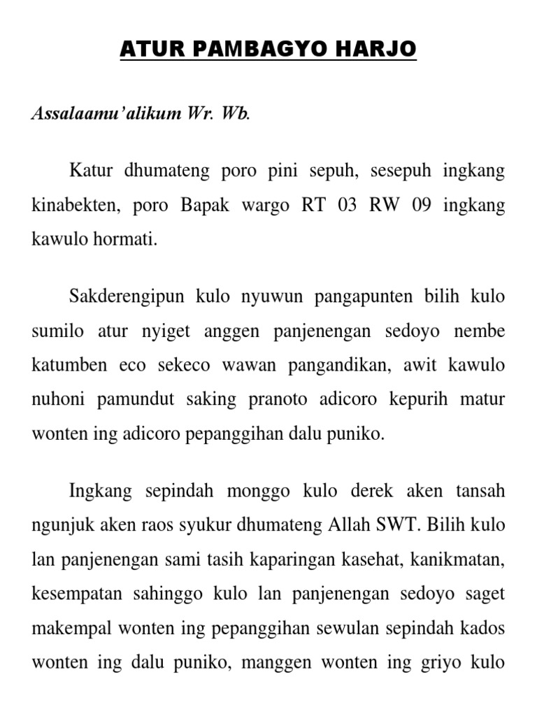 41+ Contoh pambagyaharja bahasa jawa information