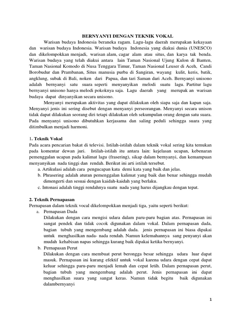 Istilah Untuk Pengucapan Kata Demi Kata Yang Jelas Saat Bernyanyi