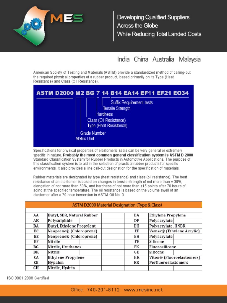 ASTM D2000 Elastomer and Rubber Material Selection Guide | PDF ...