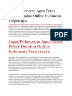 Agen Texas Poker Domino Online Indonesia Terpercaya