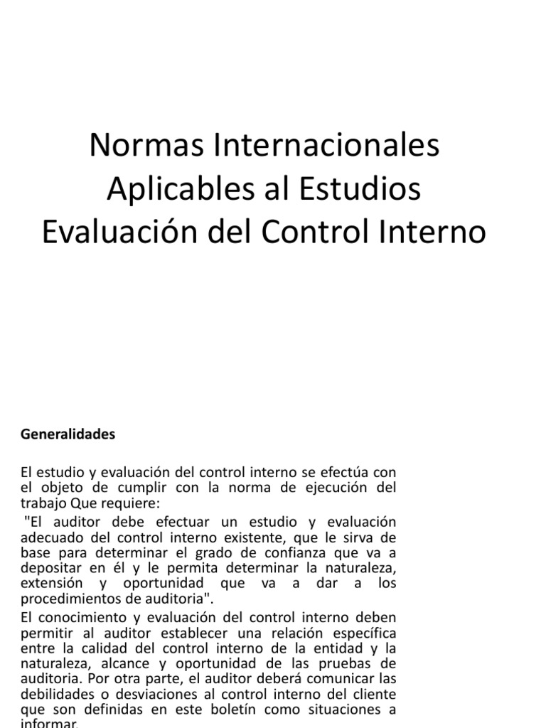 Normas de Auditoría y Control Interno | PDF | Auditoría financiera ...