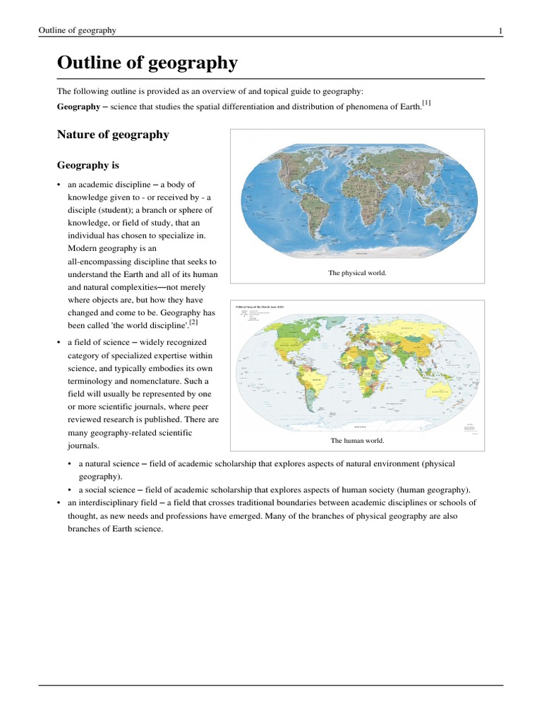Outline of Geography PDF Geomatics Earth Sciences