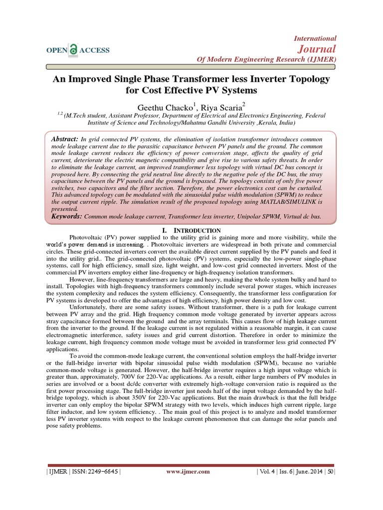 Transformerless Inverter Superb PDF | PDF | High Voltage Direct Current ...