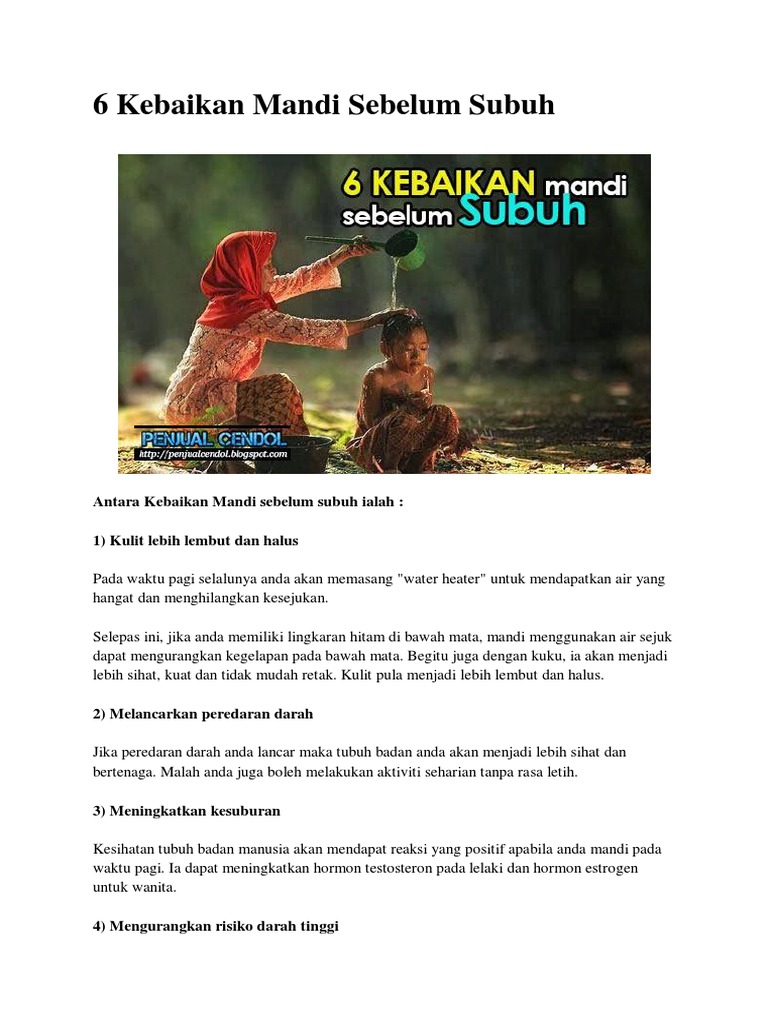6 Kebaikan Mandi Sebelum Subuh Pdf
