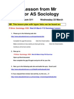 Wed 23 March Y12 Sociology Lesson