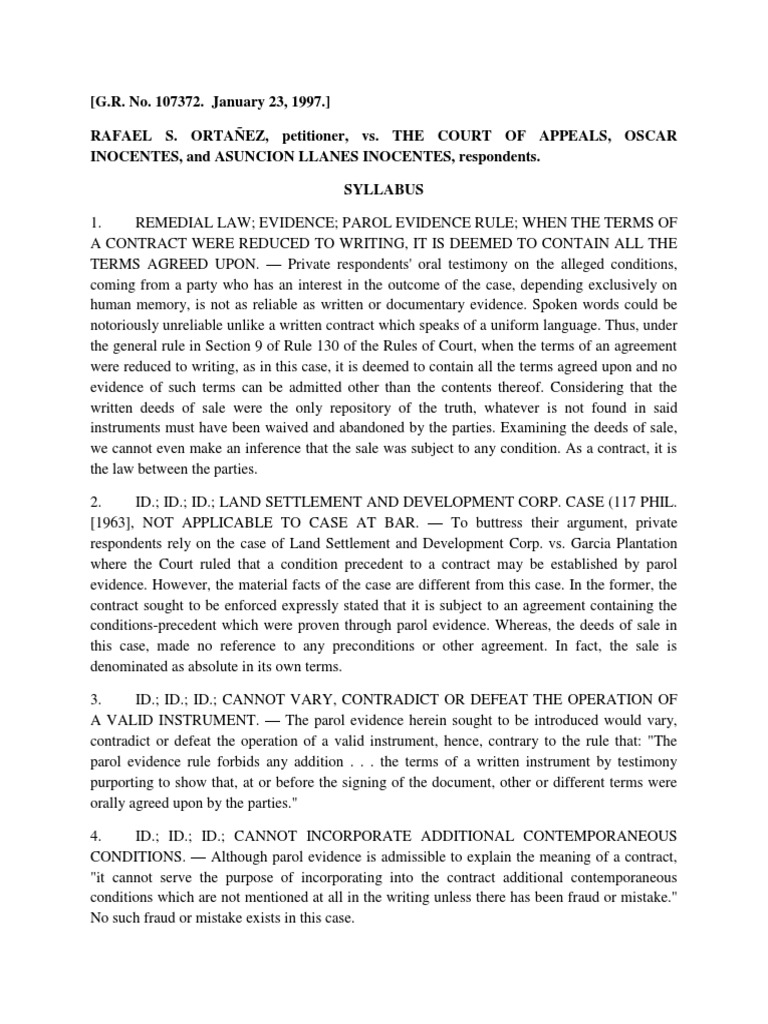 Parol Evidence Rule in Contract Law | PDF | Parol Evidence Rule ...