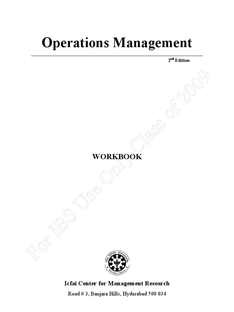 Operations Management Workbook Overview | PDF | Business