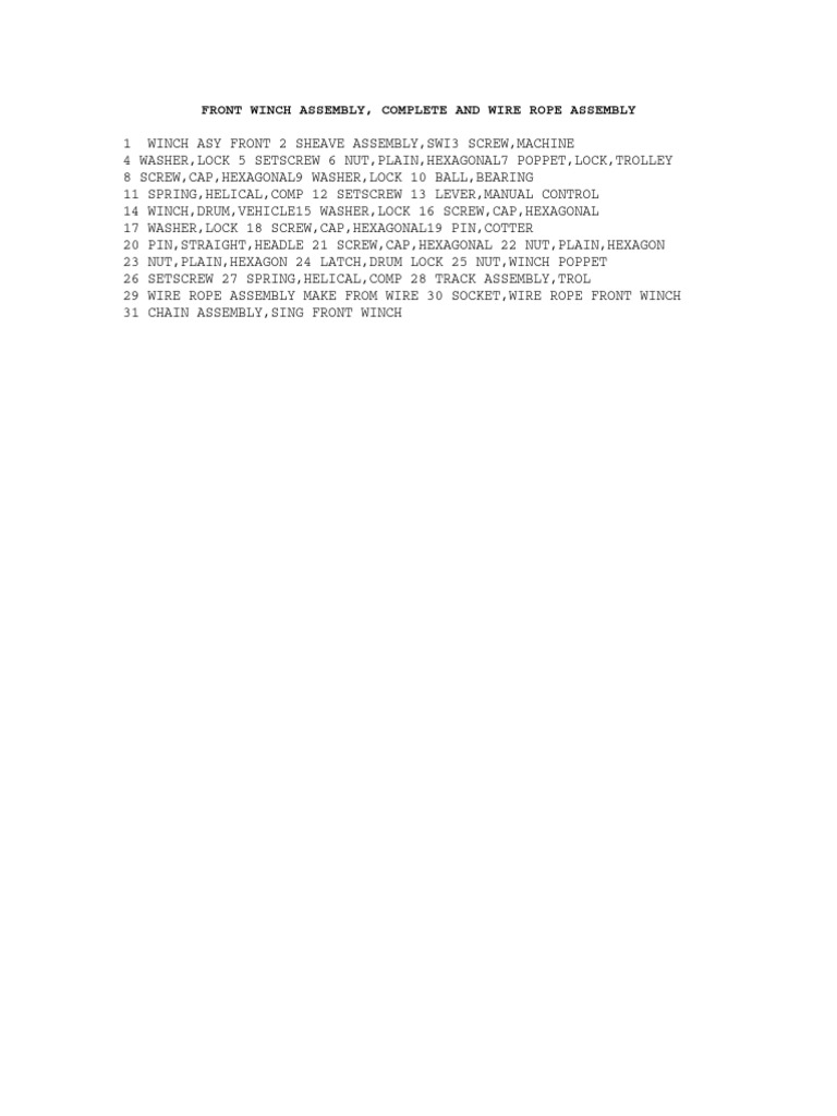Front Winch and Wire Rope Assembly Guide | PDF | Technology & Engineering