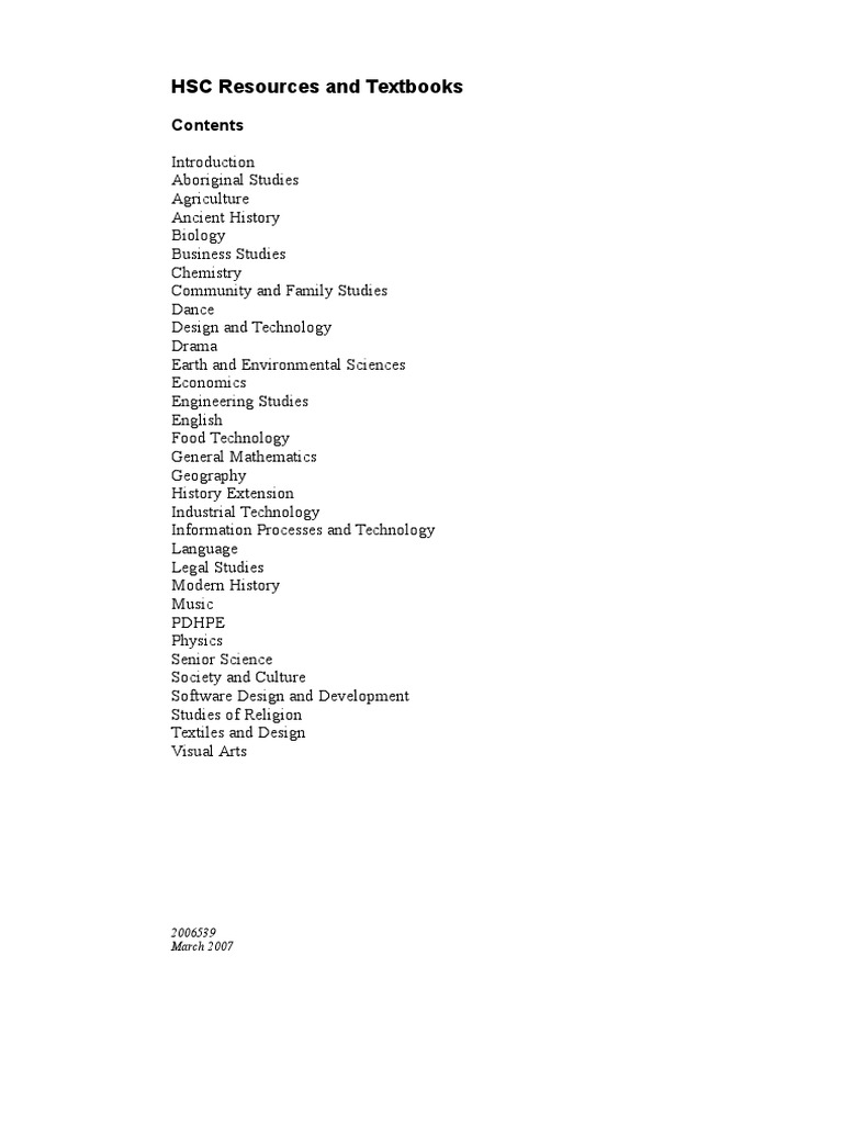 HSC Resources and Textbooks: 2006539 March 2007 | PDF | Art