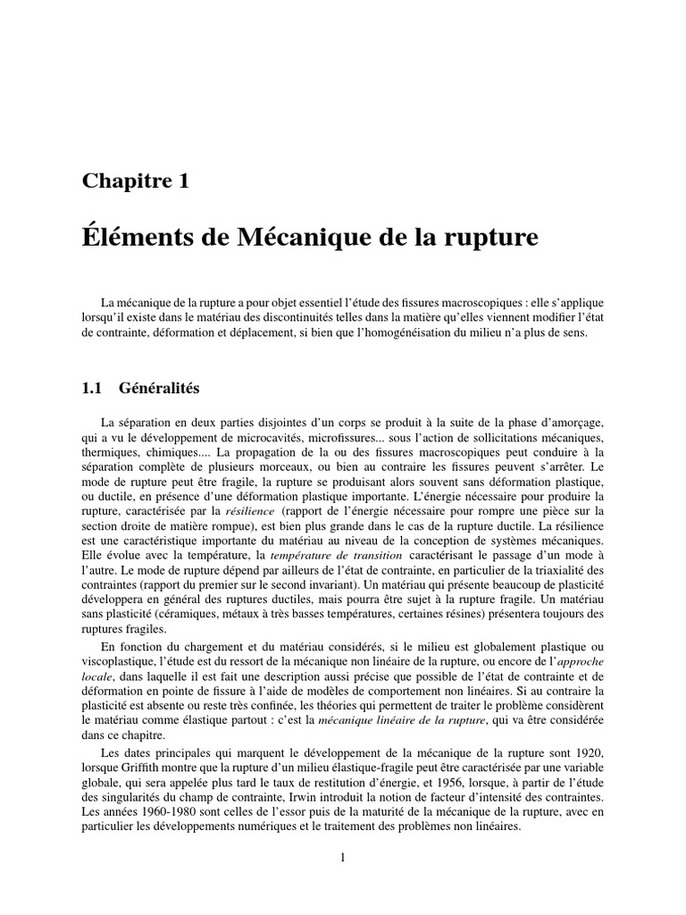 Éléments de Mécanique de La Rupture | PDF | Mécanique des fractures ...
