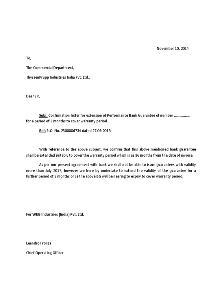 Letter For BG Extension PDF