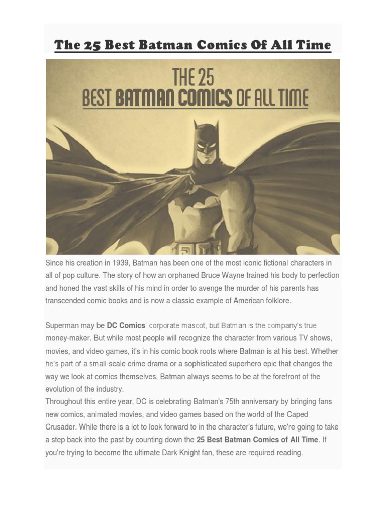 The 25 Best Batman Comics of All Time PDF Batman Dc Comics