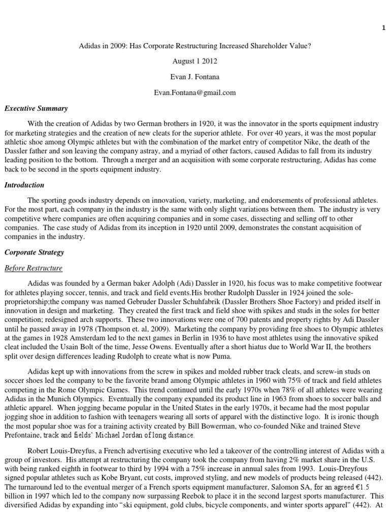 Adidas Corporate Restructuring Impact | PDF | Adidas | Nike