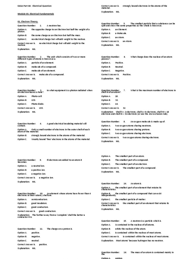 EASA Module 3 Electrical Fundamentals | PDF