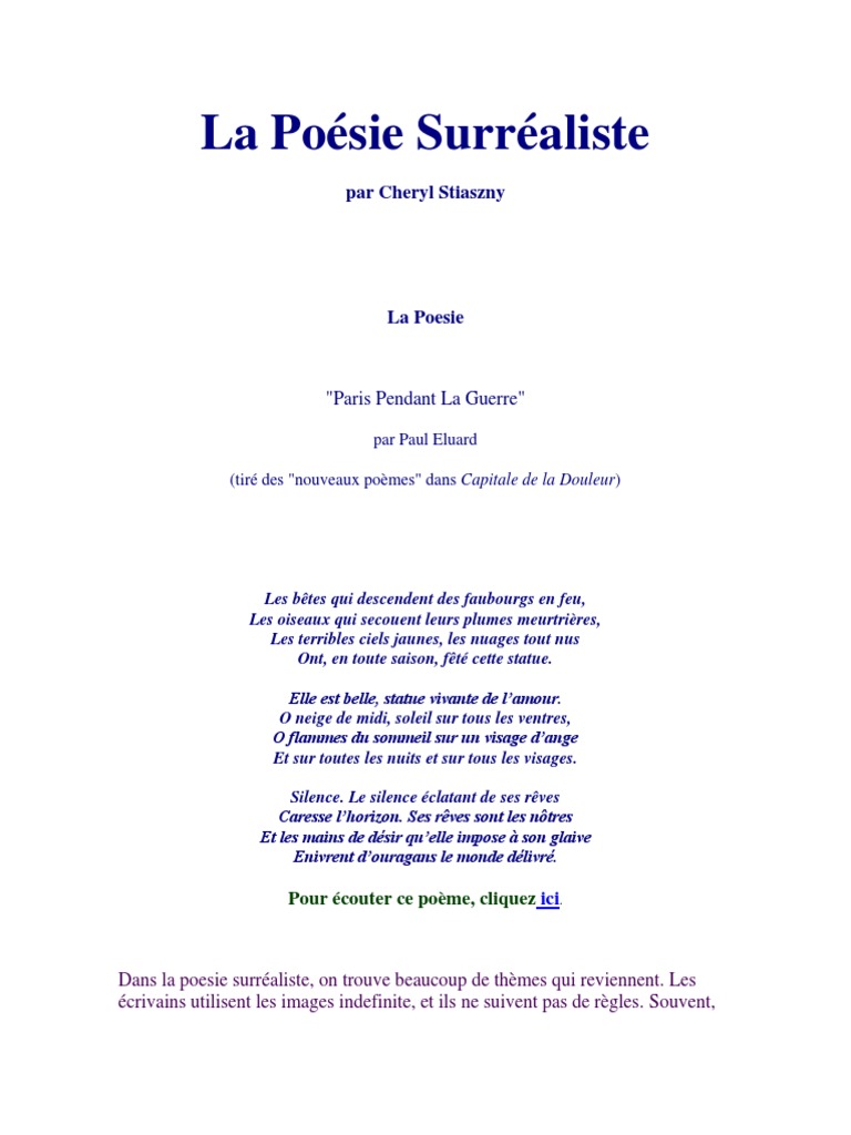 La Poésie Surréaliste - Eluard | Salvador Dalí | Poésie