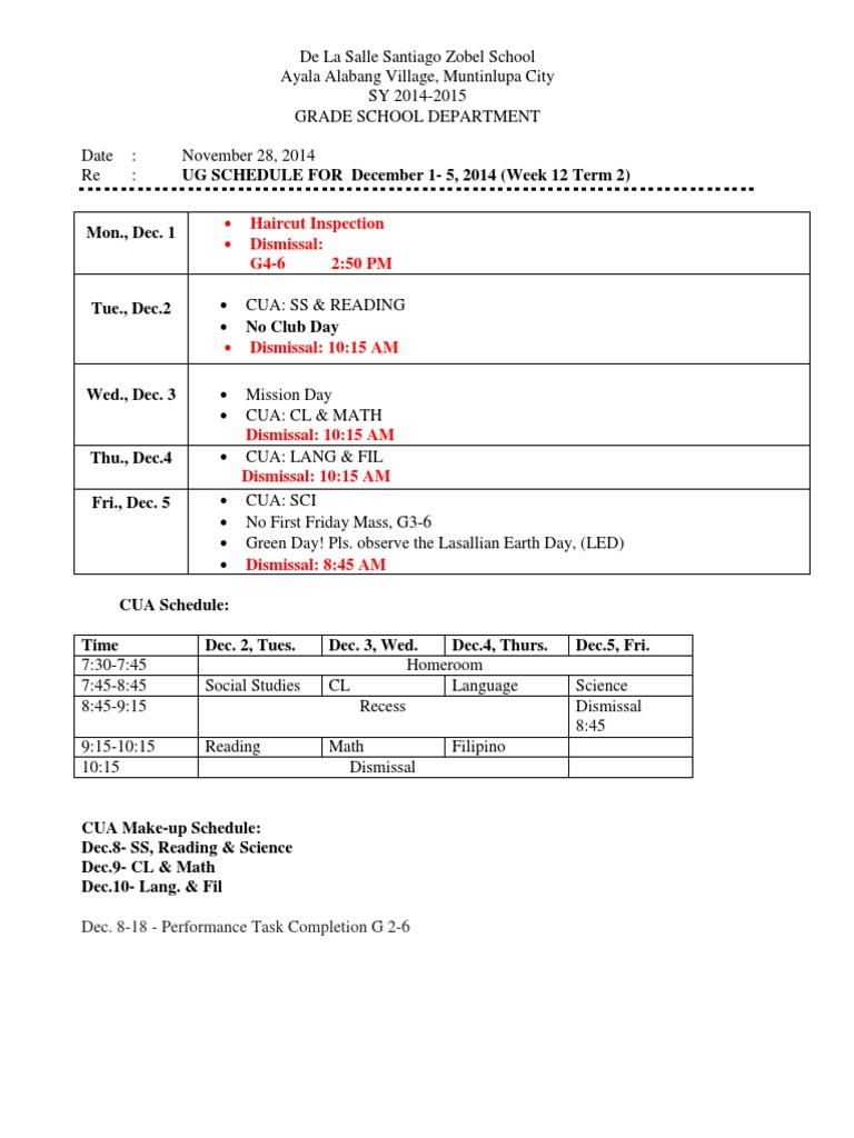 Grade School Weekly Schedule | PDF | Language Arts & Discipline ...