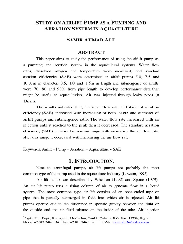 Airlift Pump | Download Free PDF | Pump | Lift (Force)