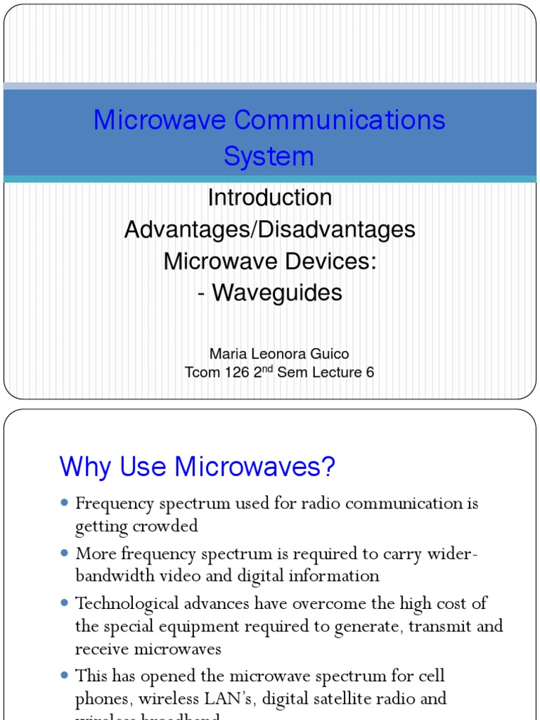 Microwave Communication: Pros and Cons | PDF | Microwave | Waveguide