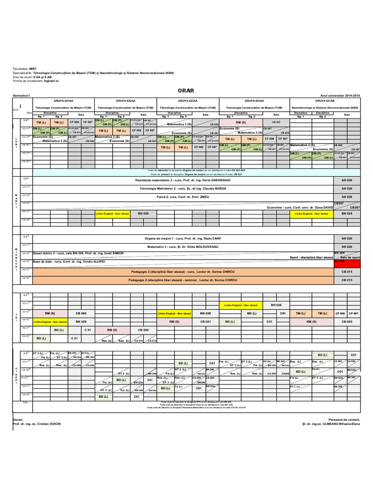 Orar 2 AA AB 061014 | PDF