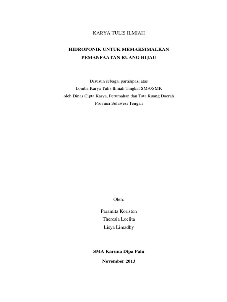 Karya Ilmiah Hidroponik Karya Ilmiah Hidroponik