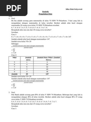 Soal Statistik Matematika Sd Kelas 6