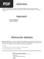 Monocular Diplopia Binocular Diplopia