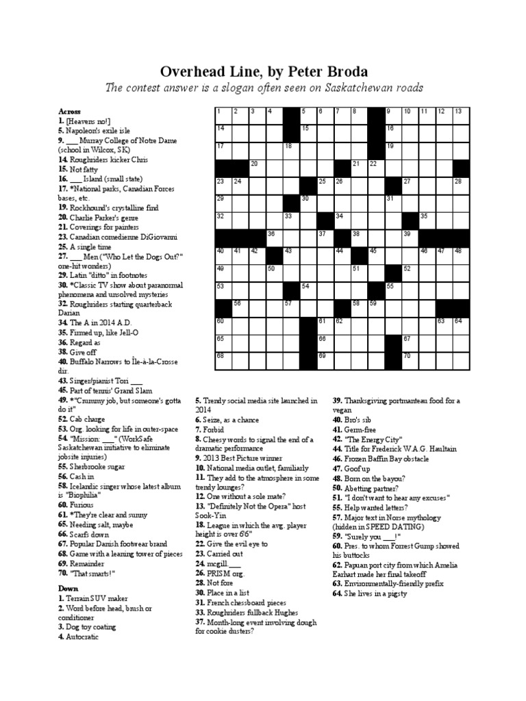 Overhead Line Crossword Puzzle PDF
