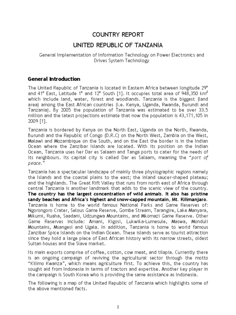 Country Report | PDF | Tanzania | Educational Technology