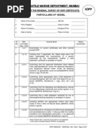 Checklist For The Renewal Survey of Iopp Certificate