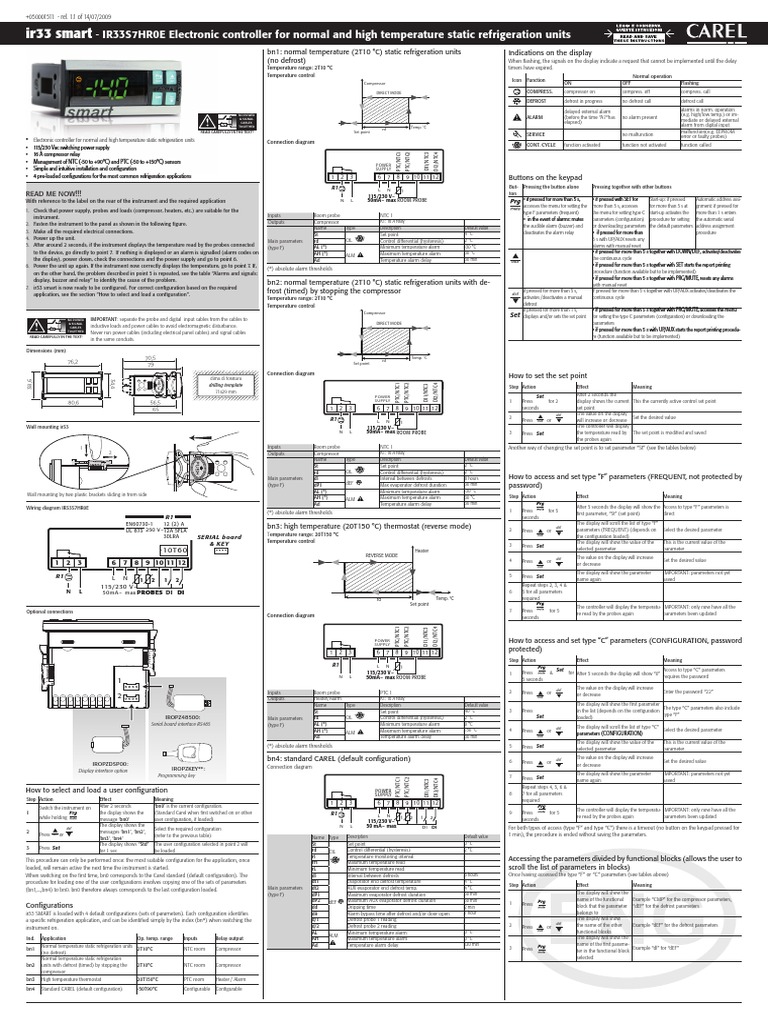 Carel IR33 Controller User Manual | PDF