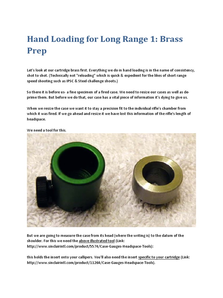 Brass Preparation for Precision Reloading | PDF | Cartridge (Firearms ...