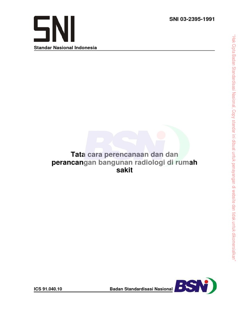 Bangunan Radiologi Di Rumah Sakit Tata Cara Perencanaan Dan Perancangan