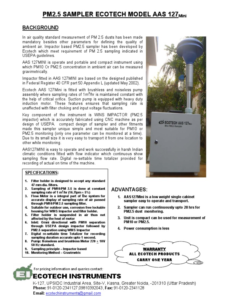 Mini PM 2.5 Sampler AAS 127mini Literature | PDF | Particulates ...