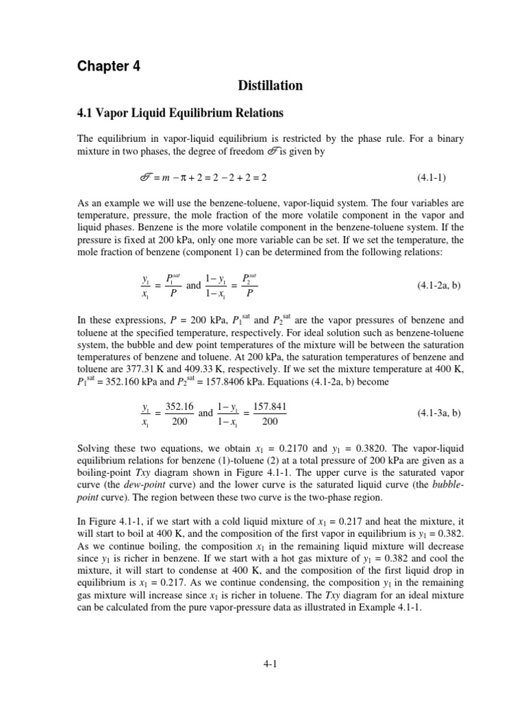 Vapor-Liquid Equilibrium in Distillation | PDF