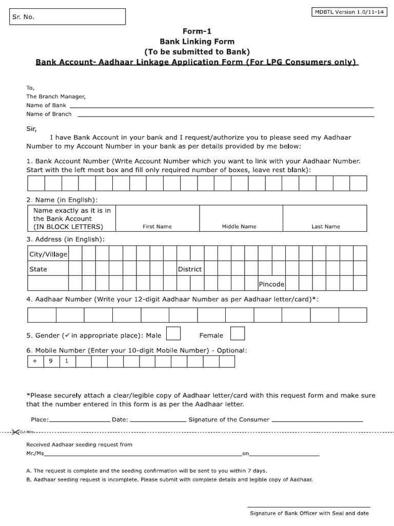 Form-1 Bank Linking Form | PDF