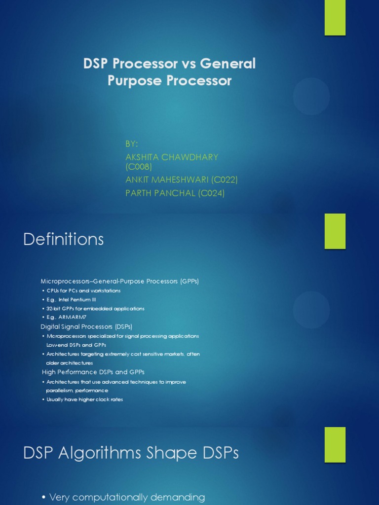 DSP vs General Purpose Processors | PDF | Digital Signal Processor ...