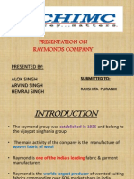 Presentation On Raymonds Company: Presented By: Alok Singh Arvind Singh Hemraj Singh