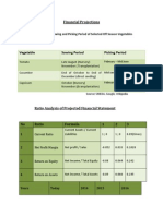 Financial Projections Assumption Sheet:: Vegetable Sowing Period Picking Period