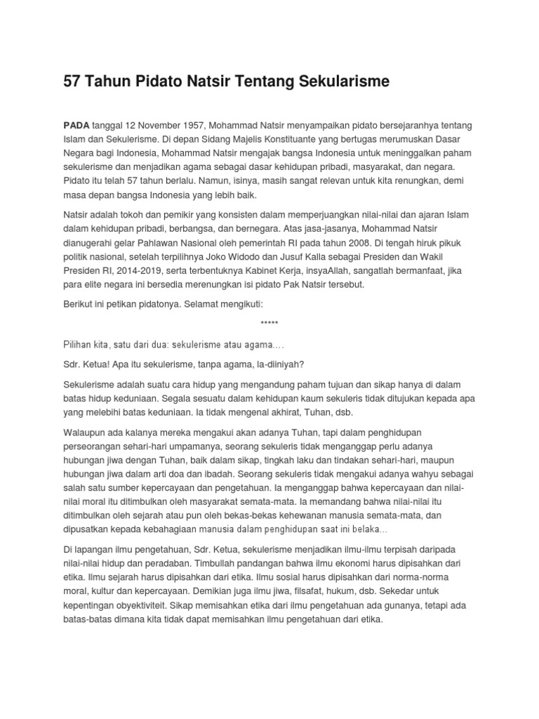 57 Tahun Pidato Natsir Tentang Sekularisme Pdf