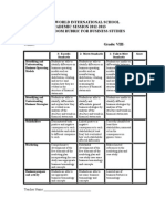 New World International School ACADEMIC SESSION 2012-2013 Classroom Rubric For Business Studies