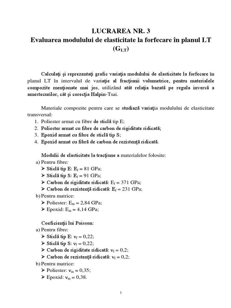 Lucrarea 03-Modulul de Elasticitate La Forfecare in Planul LT | PDF