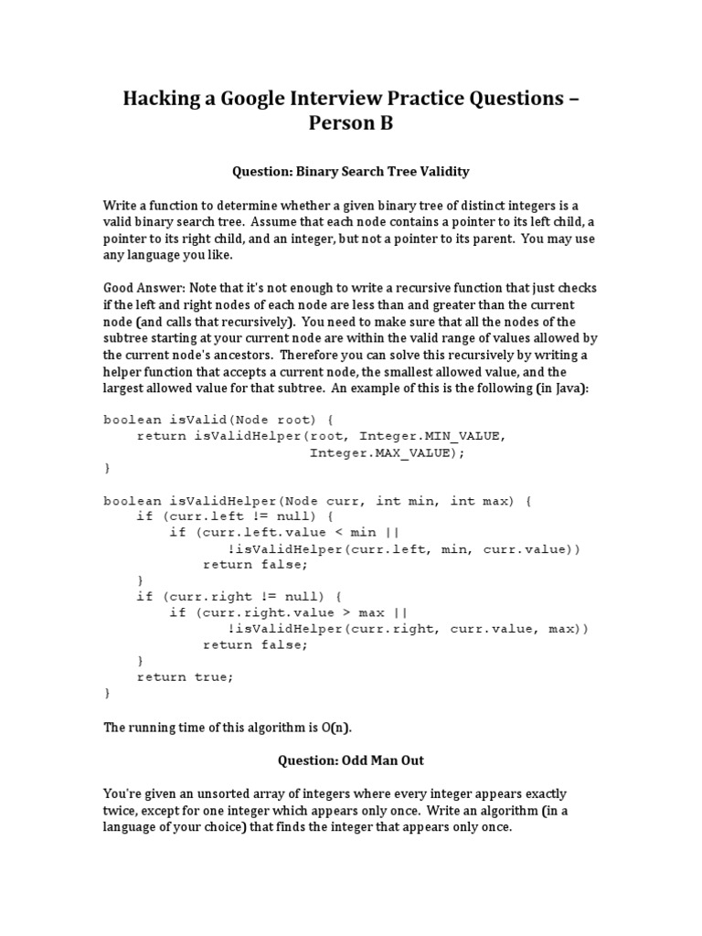 Google Interview Coding Questions | PDF | Computers