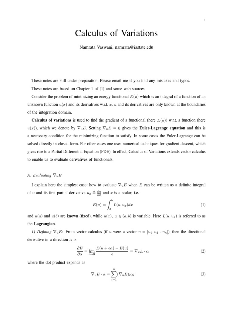 Calculus of Variations-1 | PDF | Calculus Of Variations | Derivative