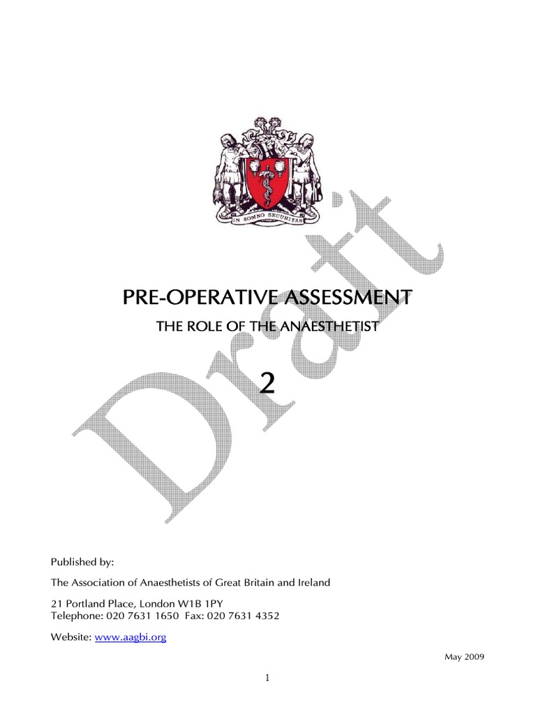 Preoperative Assessment | Download Free PDF | Anesthesia | Anesthesiologist